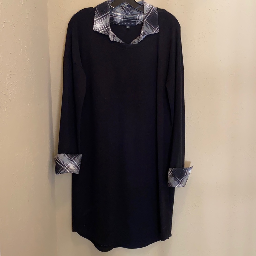 SANCTUARY black knit twofer dress